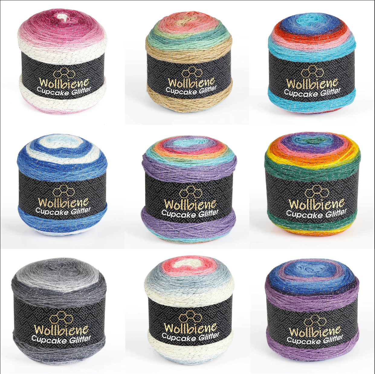 Woolly Bee Cupcake Glitter Gradient Wool Knitting Wool 150g: 3080 berry beige brown