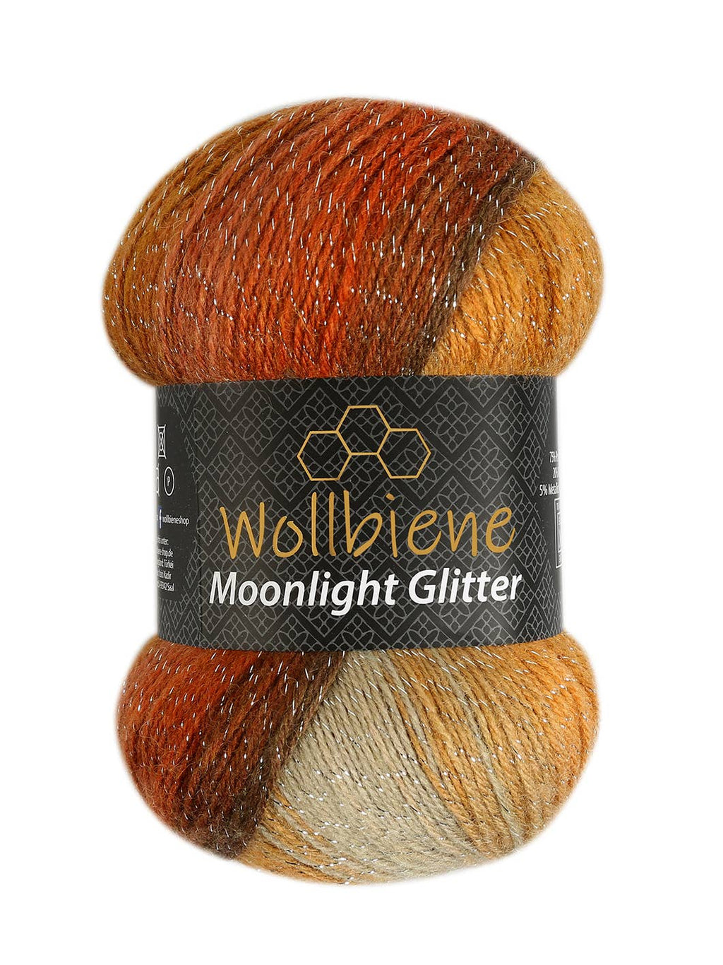 Woolen bee moonlight glitter batik crochet knitting wool: 4000 orange yellow grey
