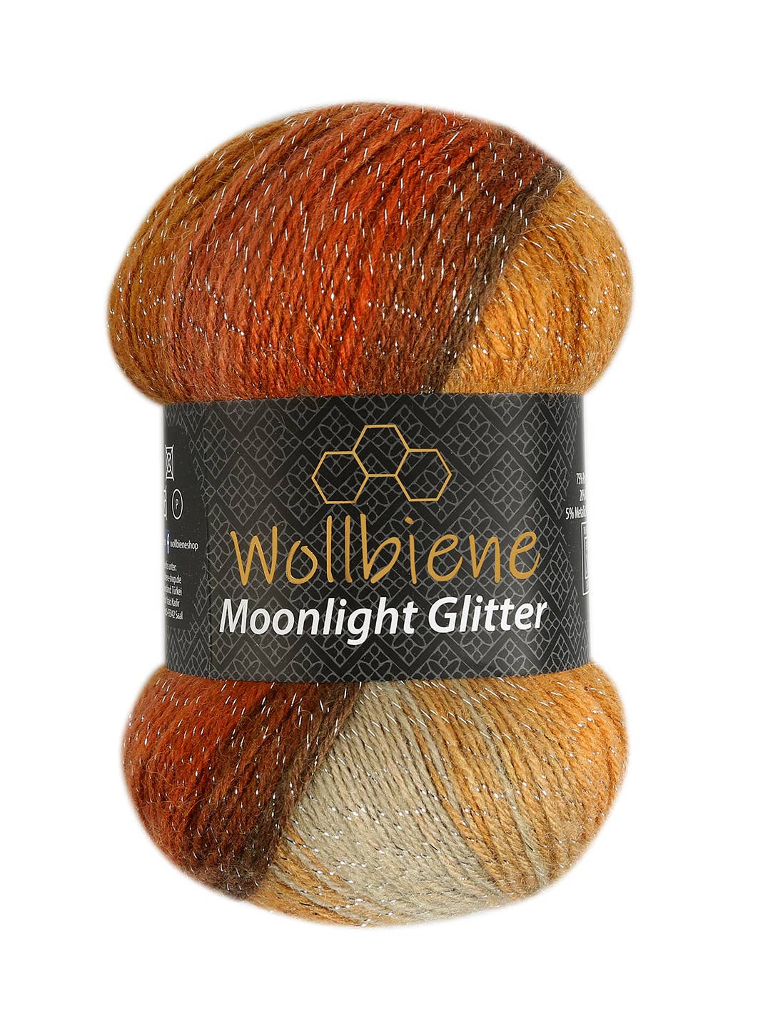 Woolen bee moonlight glitter batik crochet knitting wool: 4050 turkis grey beige