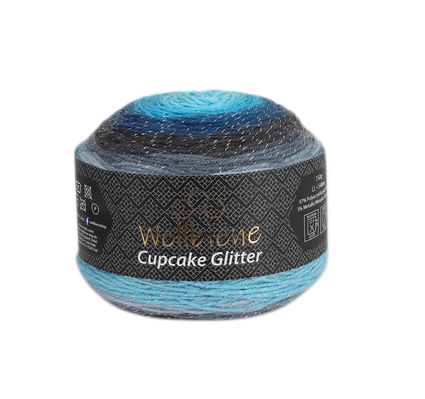 Woolly Bee Cupcake Glitter Gradient Wool Knitting Wool 150g: 1910 red yellow