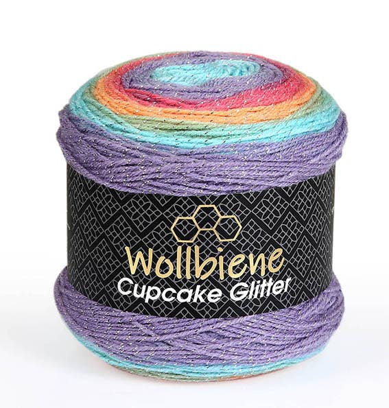 Woolly Bee Cupcake Glitter Gradient Wool Knitting Wool 150g: 1910 red yellow