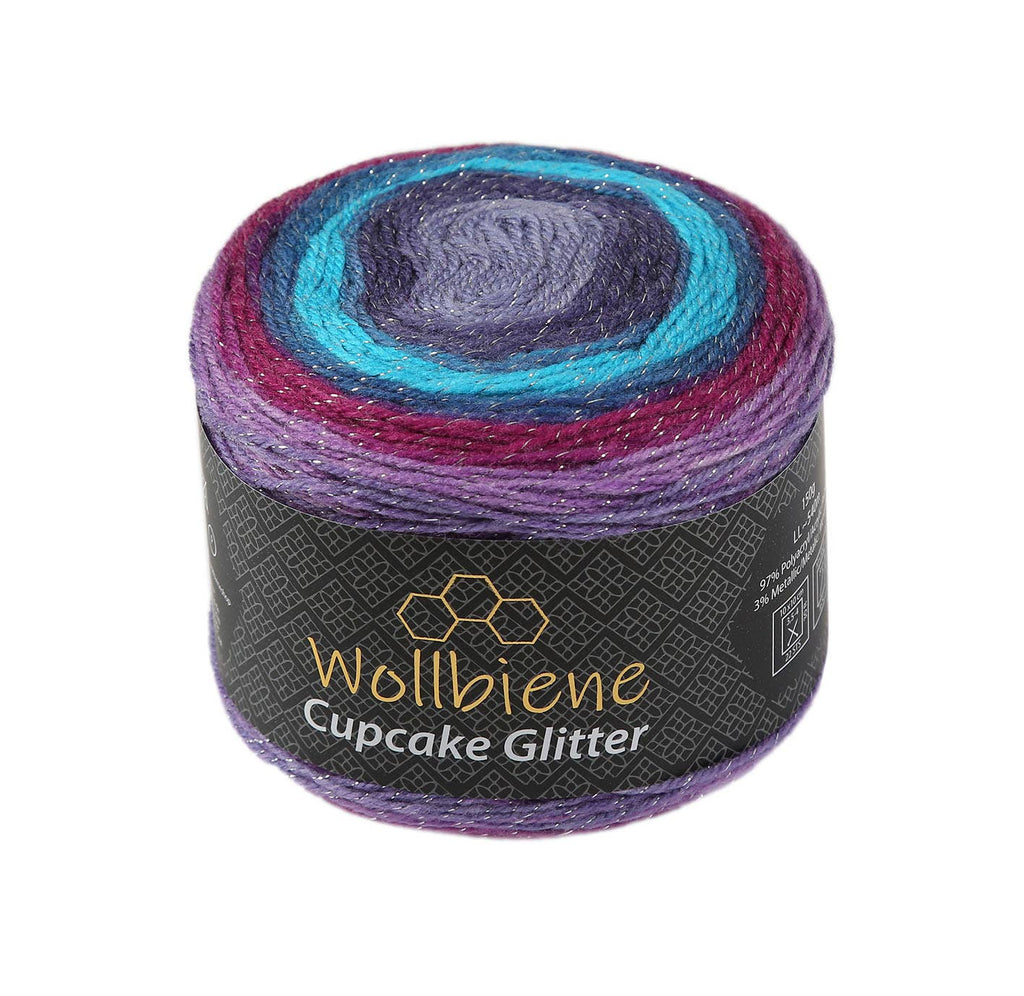 Woolly Bee Cupcake Glitter Gradient Wool Knitting Wool 150g: 3200 berries white pink