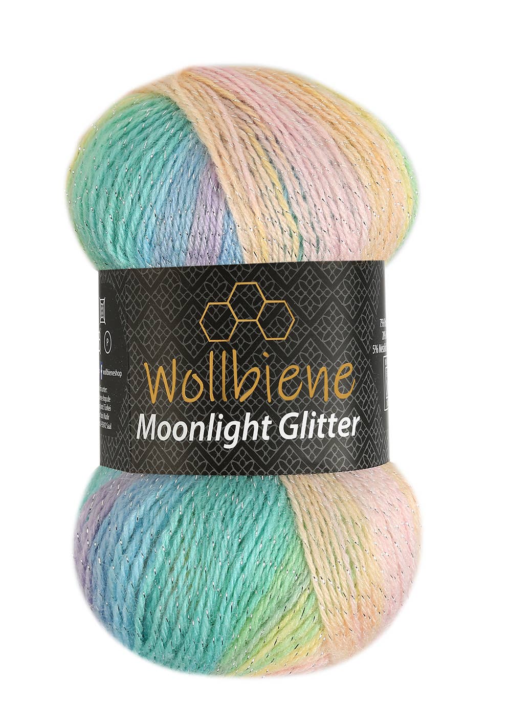 Woolen bee moonlight glitter batik crochet knitting wool: 5300 berry white
