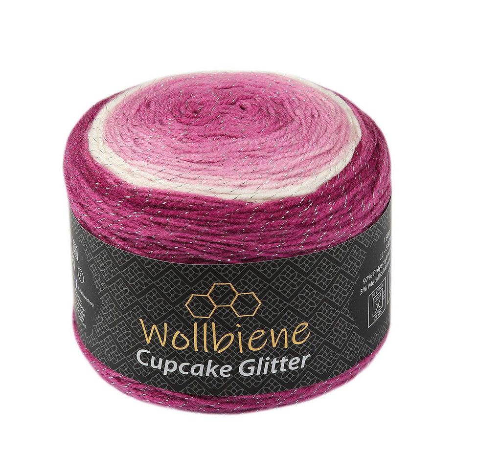 Woolly Bee Cupcake Glitter Gradient Wool Knitting Wool 150g: 1910 red yellow
