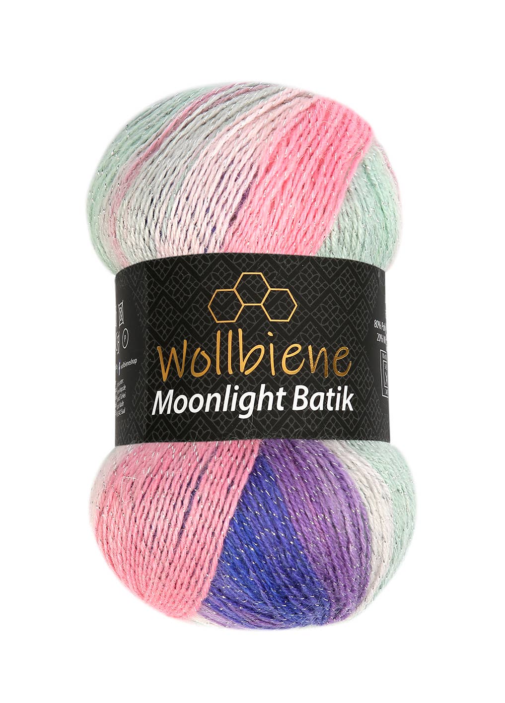 Woolen bee moonlight glitter batik crochet knitting wool: 5300 berry white