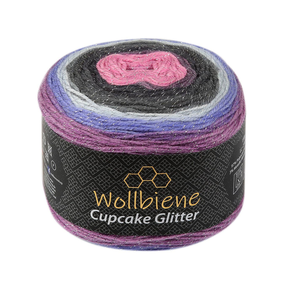 Woolly Bee Cupcake Glitter Gradient Wool Knitting Wool 150g: 3080 berry beige brown