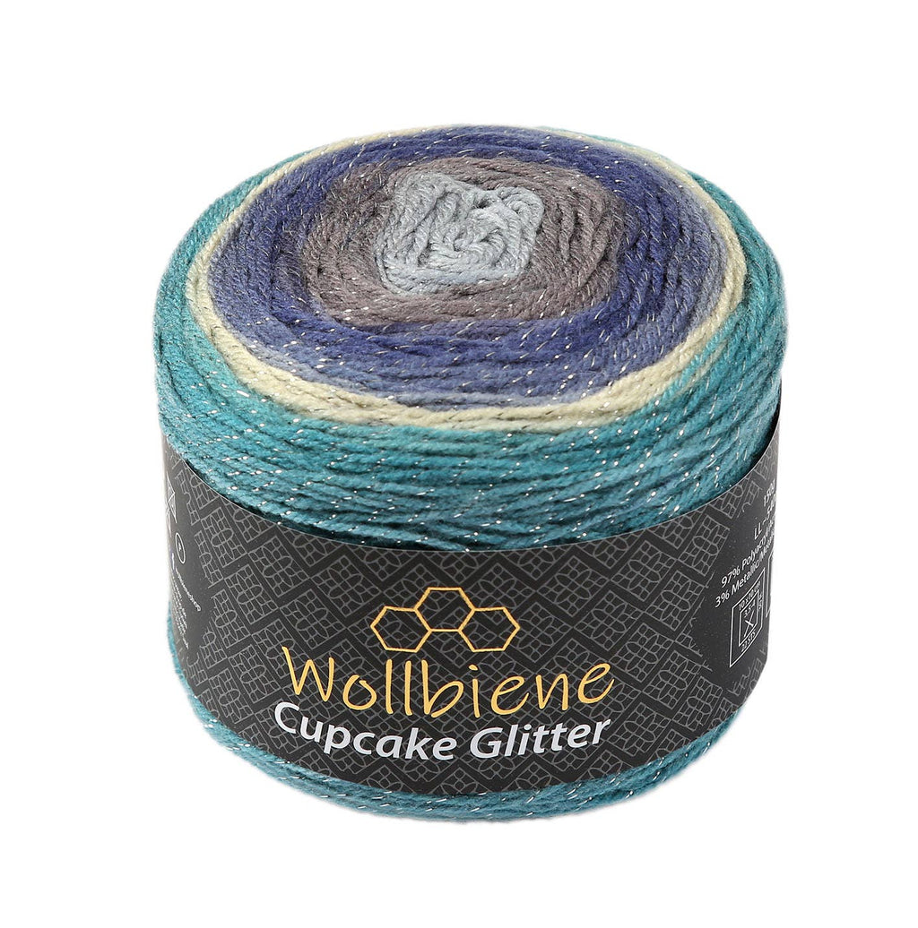 Woolly Bee Cupcake Glitter Gradient Wool Knitting Wool 150g: 3080 berry beige brown