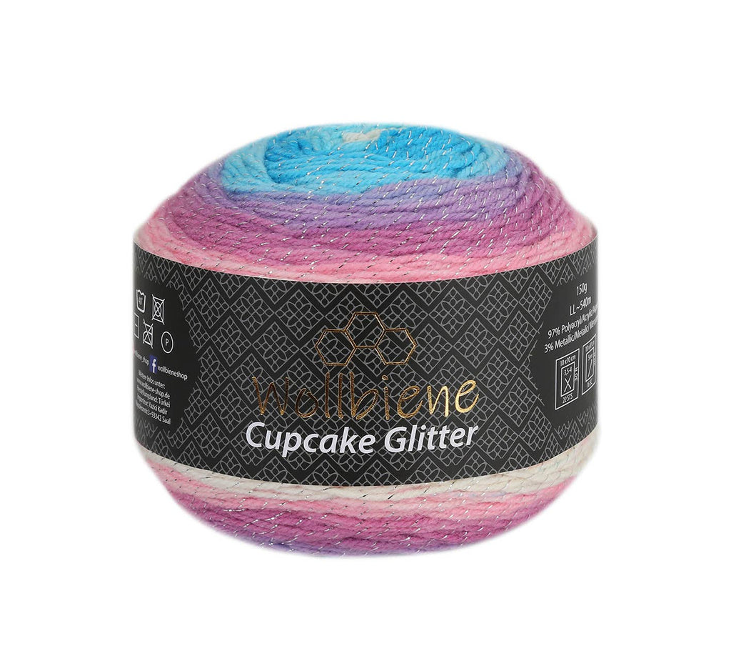 Woolly Bee Cupcake Glitter Gradient Wool Knitting Wool 150g: 3080 berry beige brown