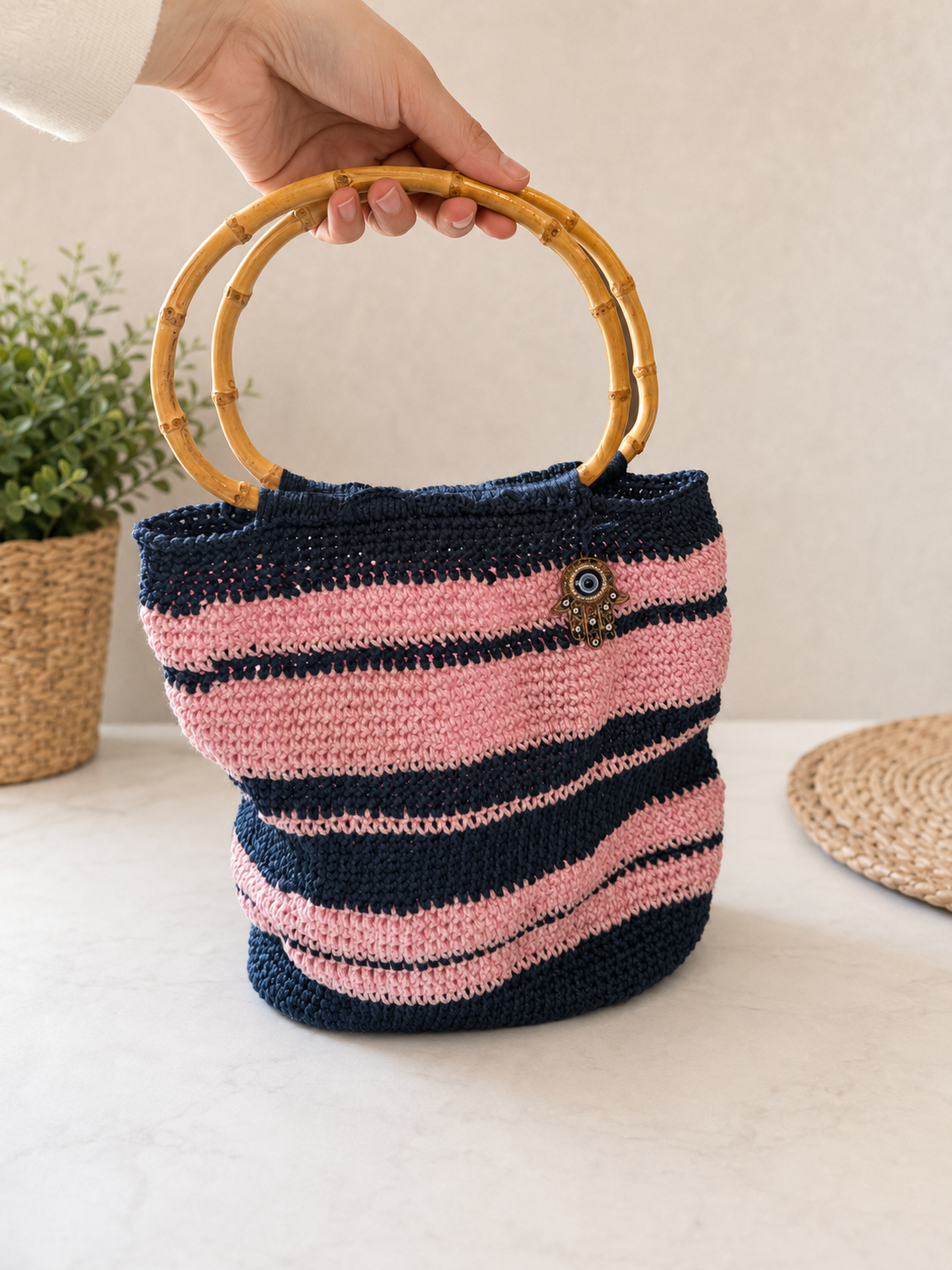 Crochet Bag with Third Eye Charm