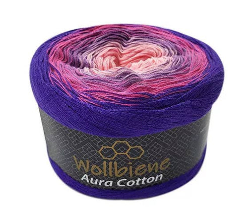 Aura Cotton Yarn Cake 200g Gradient 100% Cotton 800m: 812 purple cream-white