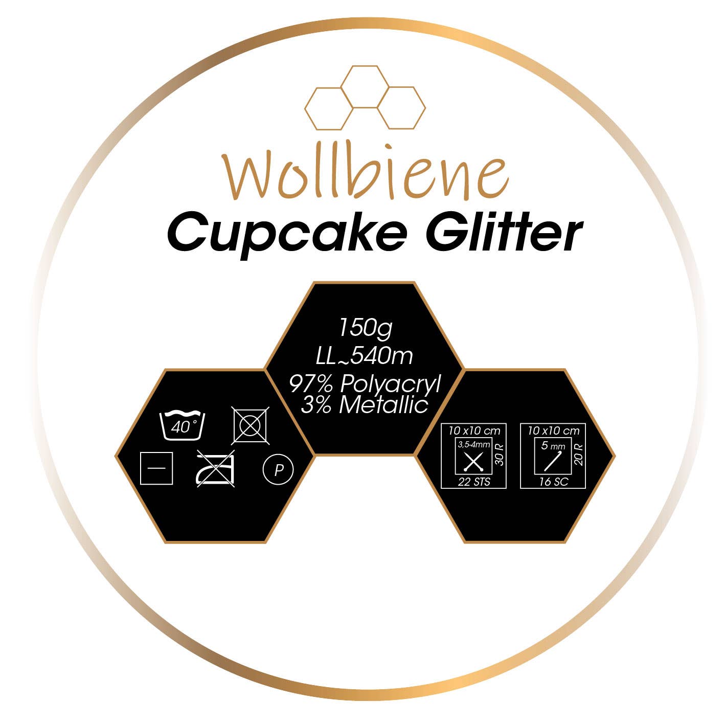 Woolly Bee Cupcake Glitter Gradient Wool Knitting Wool 150g: 3080 berry beige brown