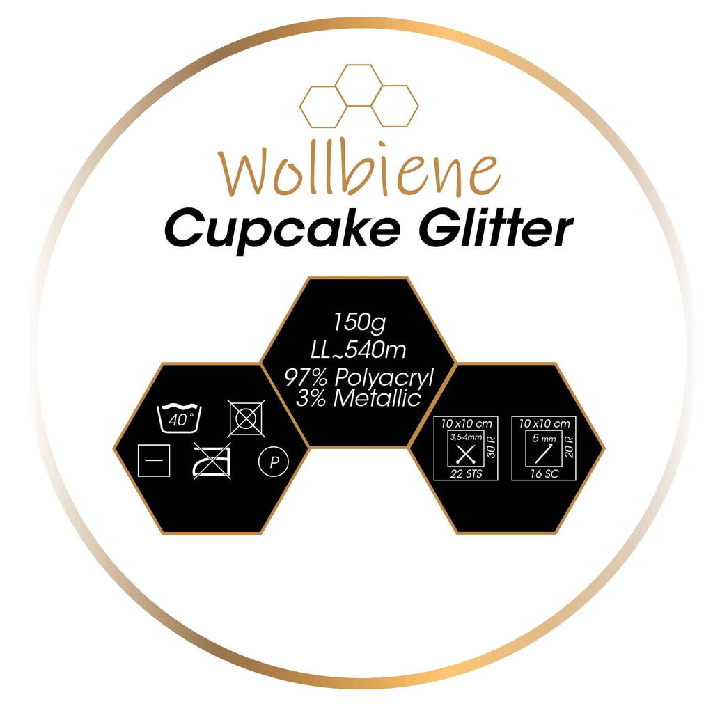 Woolly Bee Cupcake Glitter Gradient Wool Knitting Wool 150g: 1910 red yellow