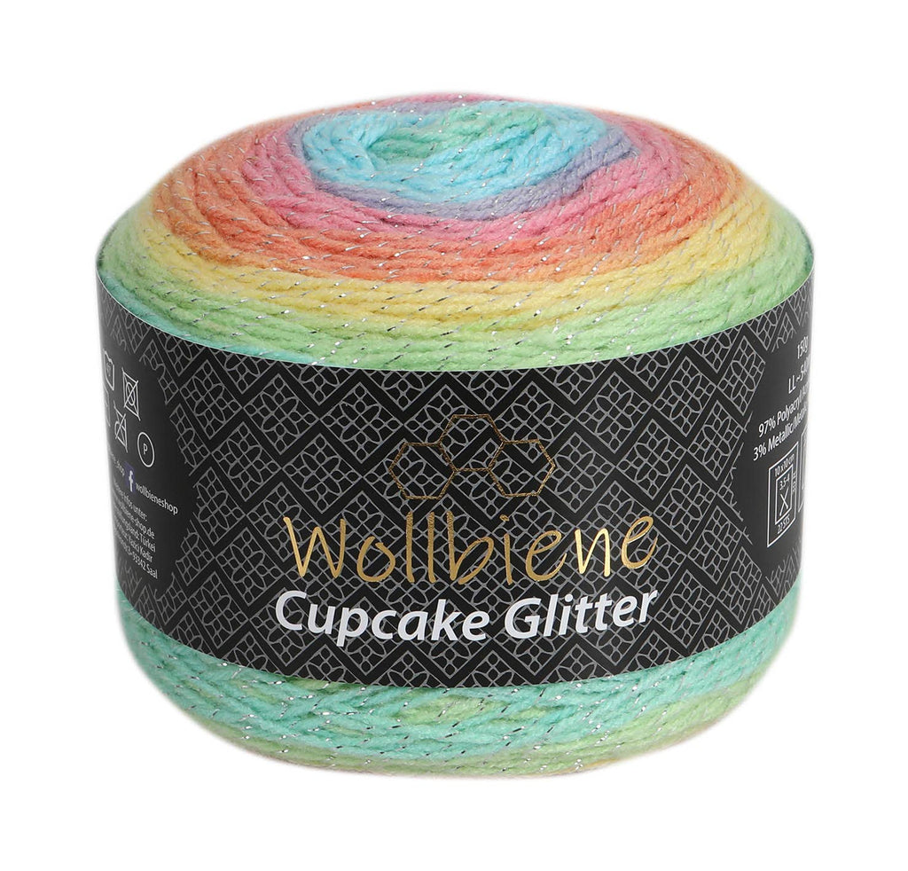 Woolly Bee Cupcake Glitter Gradient Wool Knitting Wool 150g: 3200 berries white pink