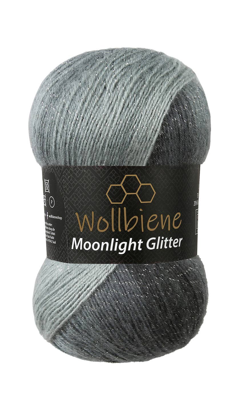 Woolen bee moonlight glitter batik crochet knitting wool: 5000 black grey white