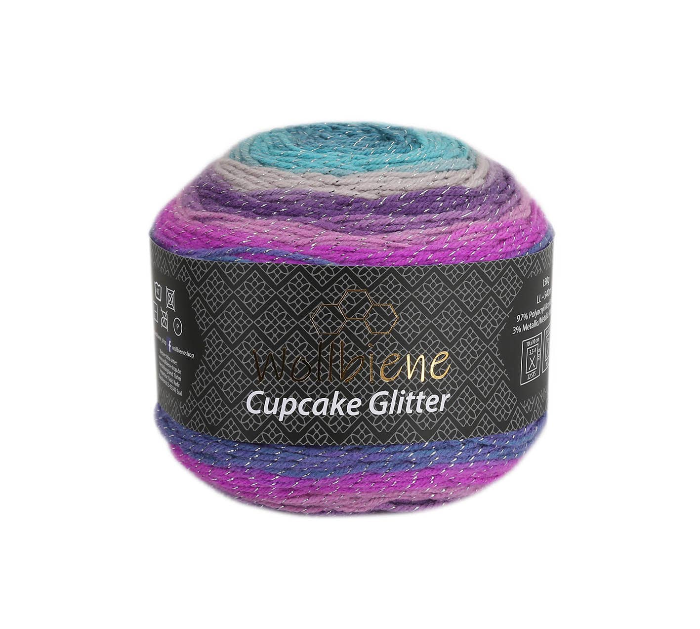 Woolly Bee Cupcake Glitter Gradient Wool Knitting Wool 150g: 1910 red yellow