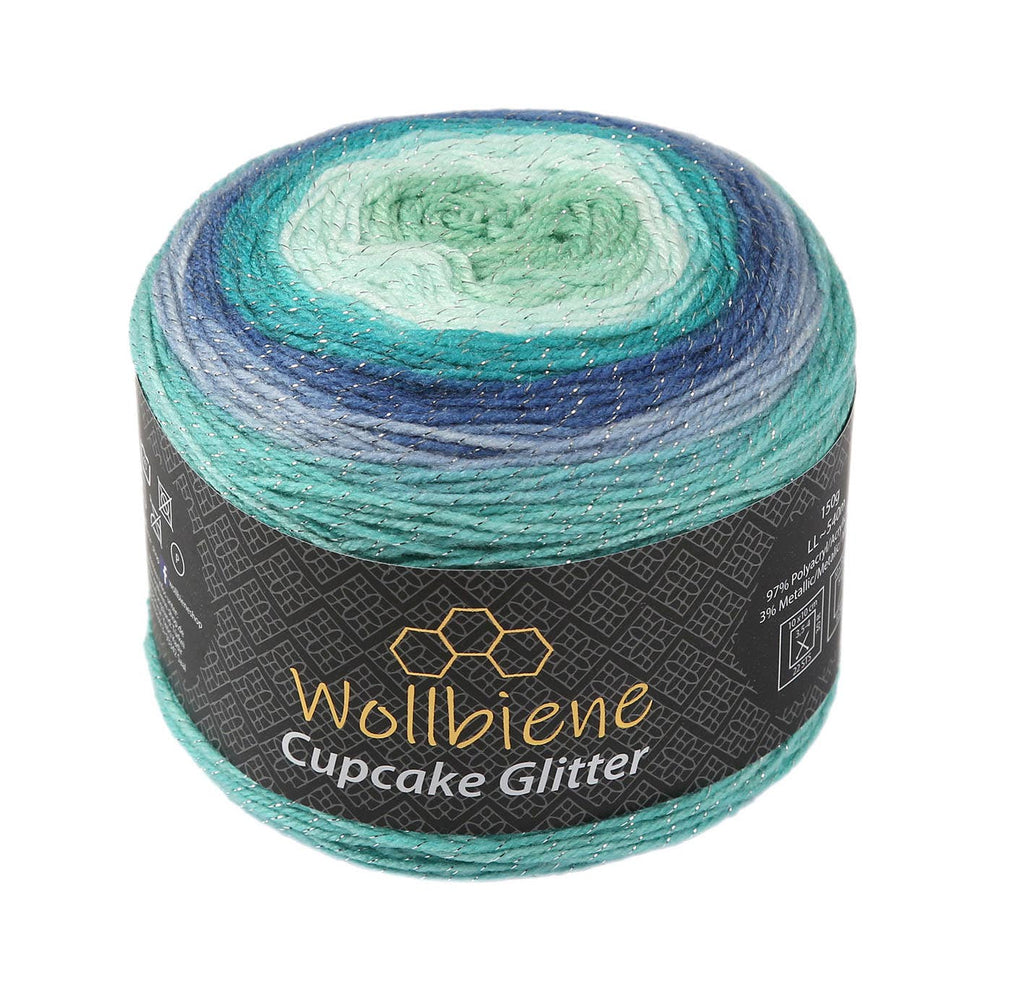 Woolly Bee Cupcake Glitter Gradient Wool Knitting Wool 150g: 3080 berry beige brown