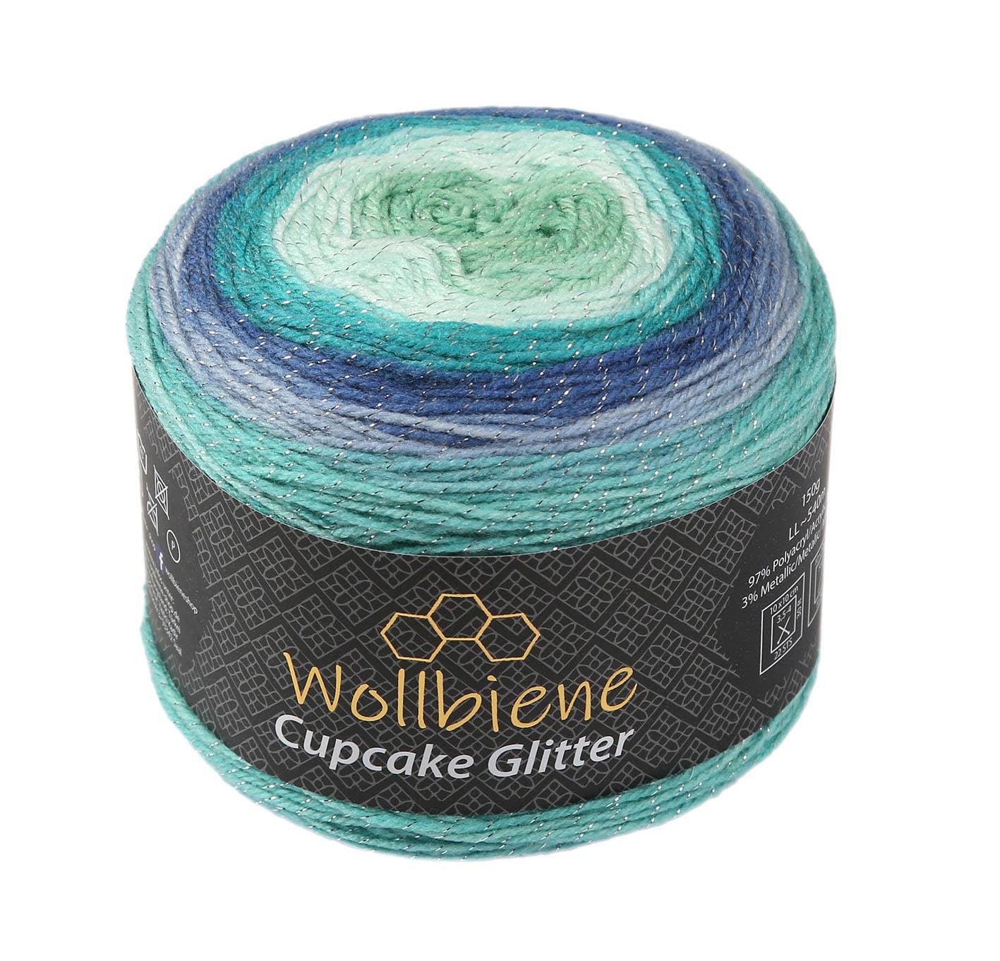Woolly Bee Cupcake Glitter Gradient Wool Knitting Wool 150g: 3200 berries white pink
