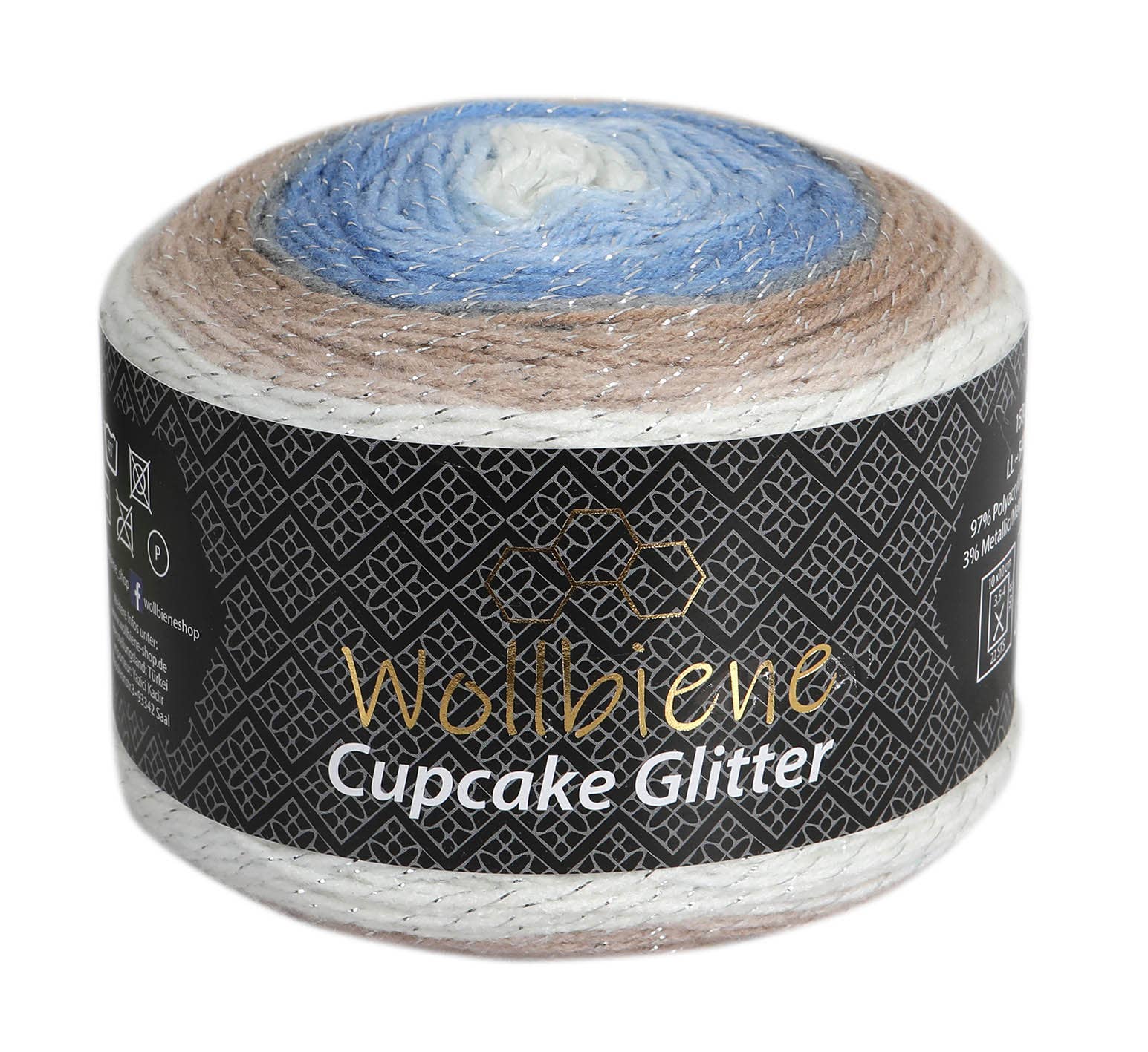 Woolly Bee Cupcake Glitter Gradient Wool Knitting Wool 150g: 1910 red yellow