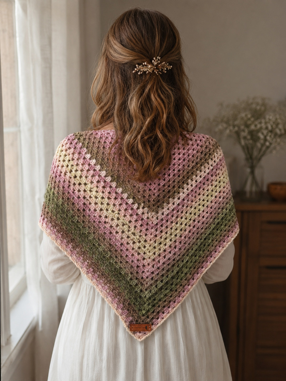 ✨ Handmade Crochet Triangle Shawl ✨