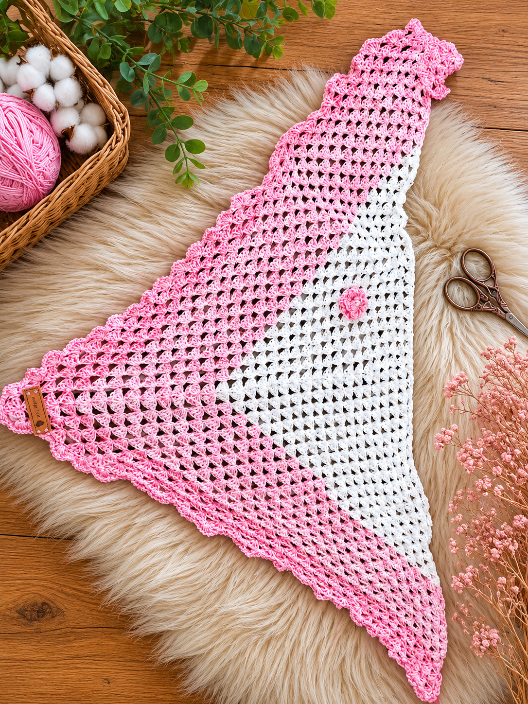 Pink Blossom Crochet Shawl